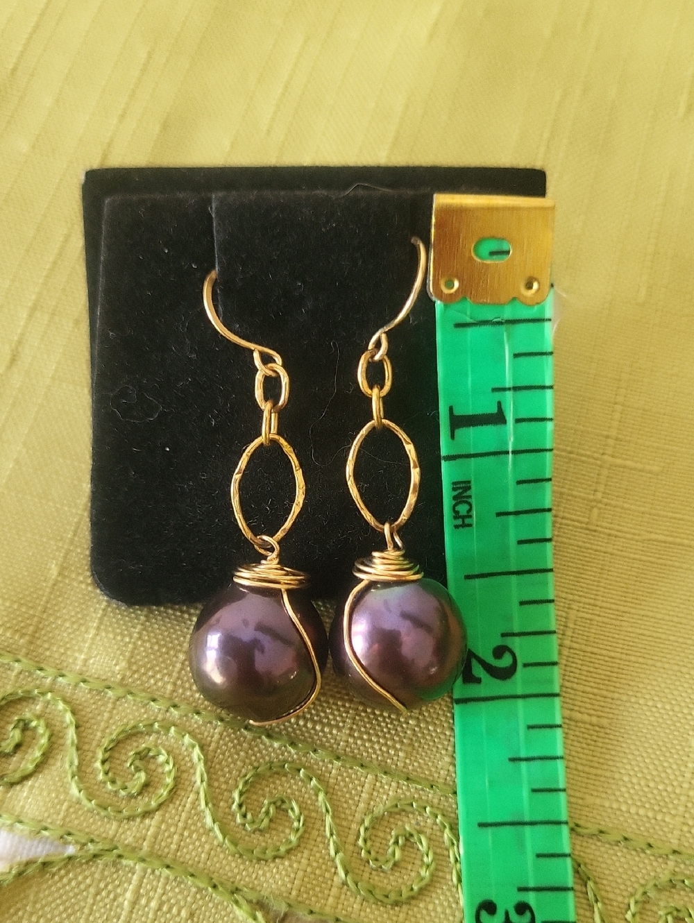 Tahitian Pearl Dangle Earrings - Picture 2 of 3